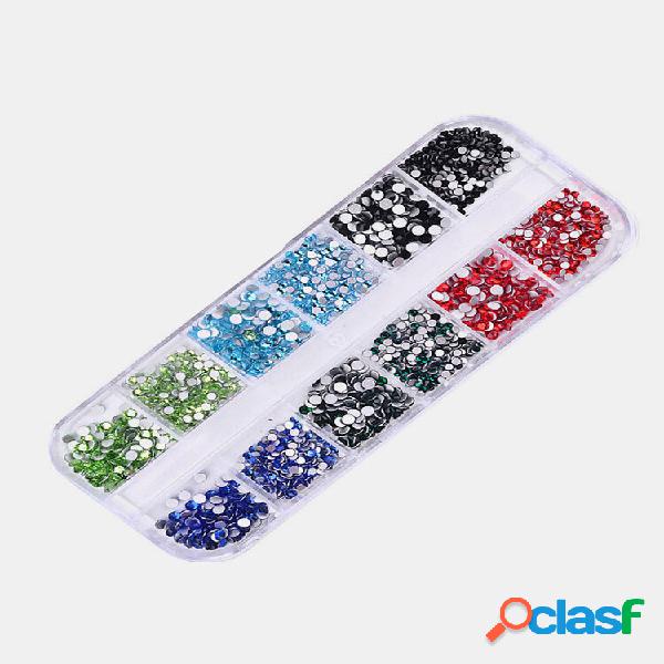 12 Grids / Caixa High Silver Flat Diamond Unhas Art