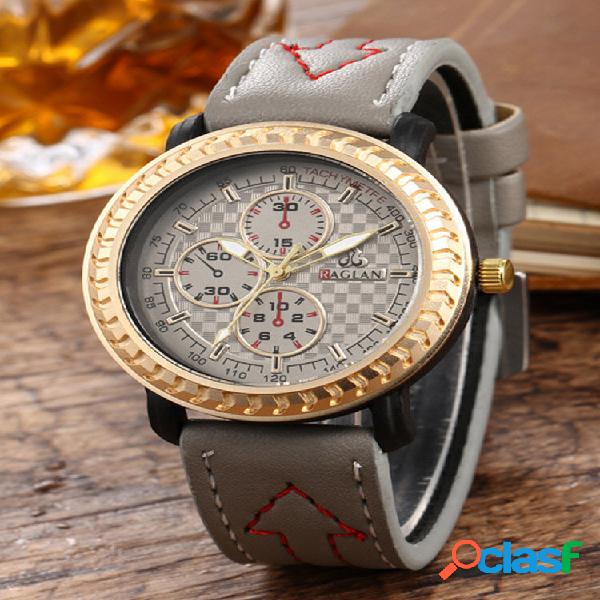 3 cores PU Alloy Men Vintage Watch Decorado Pointer Quartz