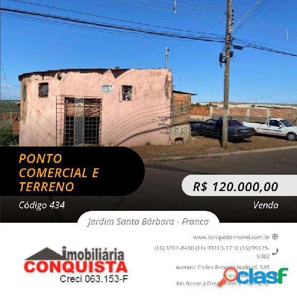 VENDE - SE PONTO DE COMÉRCIO E TERRENO NO JARDIM SANTA