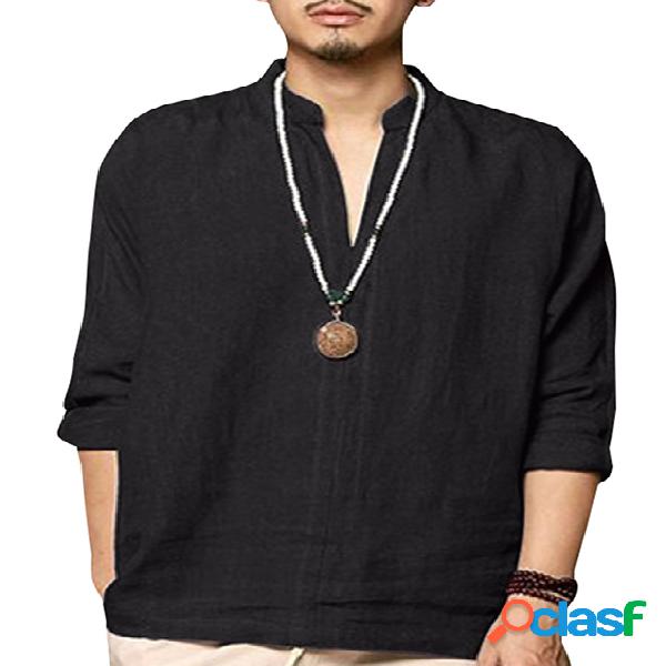 INCERUN Homens Plain Casual V-neck Camisas