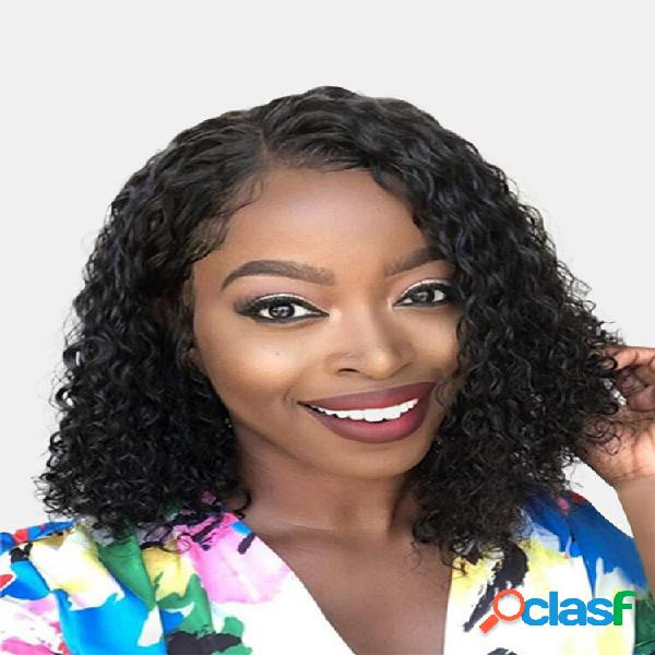 Natural Black Curly Curly Cabelo Long Bangs Afro Small Curly