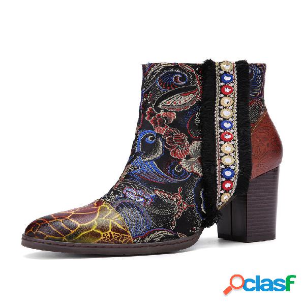 Botas curtas confortáveis com zíper lateral feminino de