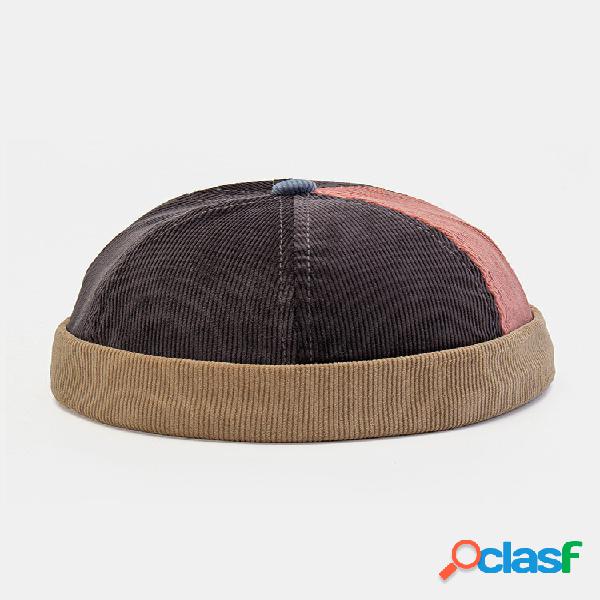 Gorro Casual COLLROWN Feminino & Masculino Veludo Patchwork