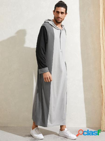 Manto étnico masculino solto manga comprida vintage casual