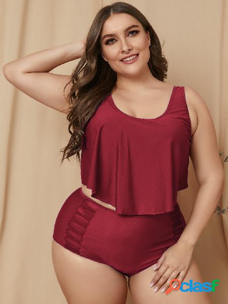 Traje de banho sem mangas redondo tamanho plus
