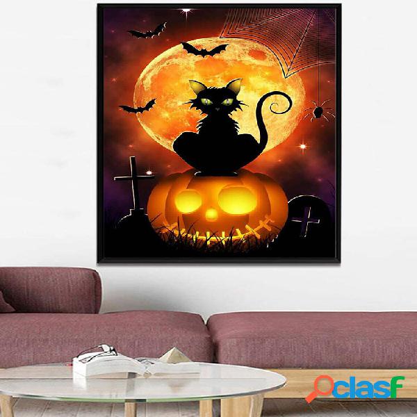 1 PC Unframed Pumpkin Black Cat Pattern Halloween Series