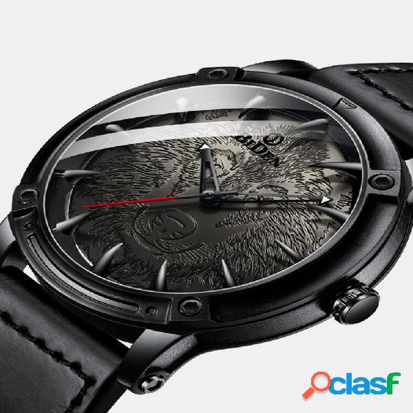 Wolf Dial Display Moda Masculina Pulso Watch Analógico