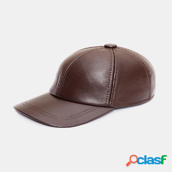 Boné de beisebol masculino vintage Couro Genuíno e boné