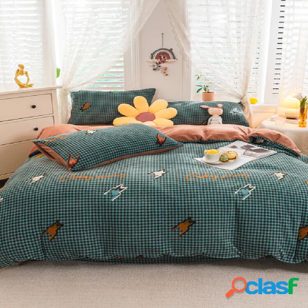 4 PCS Warm And Plus Thick Velvet Print Bird Padrão