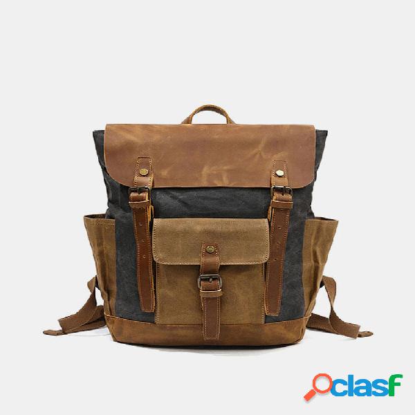 Mochila de viagem multifuncional masculina Couro Genuíno
