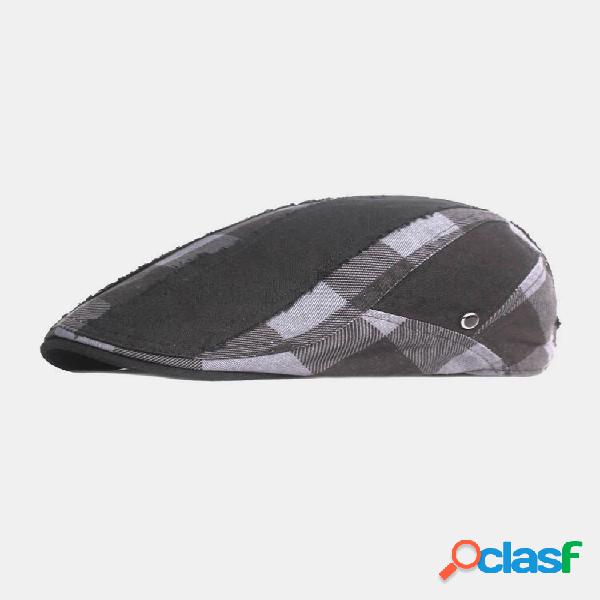 Xadrez masculino Padrão Patchwork Cor Casual Moda Sunvisor