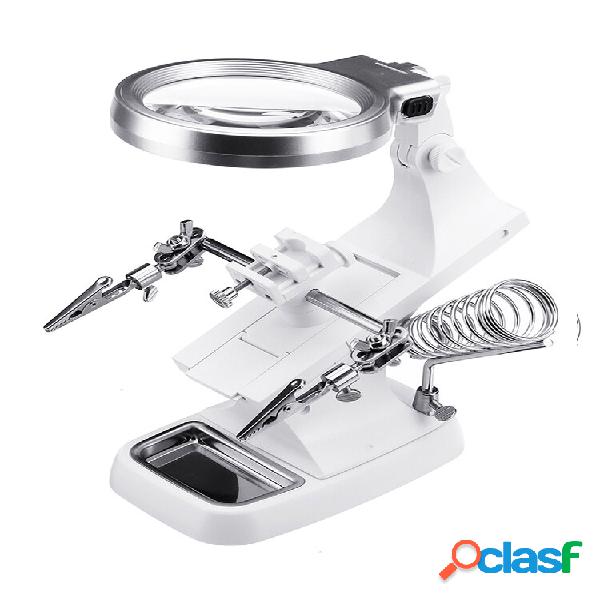 10 LED Helping Hand braçadeira Lupa Solda Ferramenta Lupa