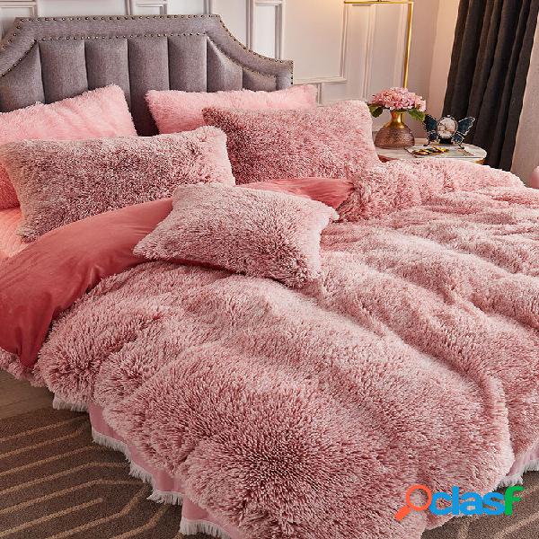 2/3 Pcs Pure Color Engrossar Quente Plush Velvet Conjuntos
