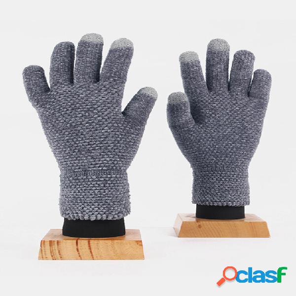 Unissex Colorful Chenille tricotado com tela sensível ao