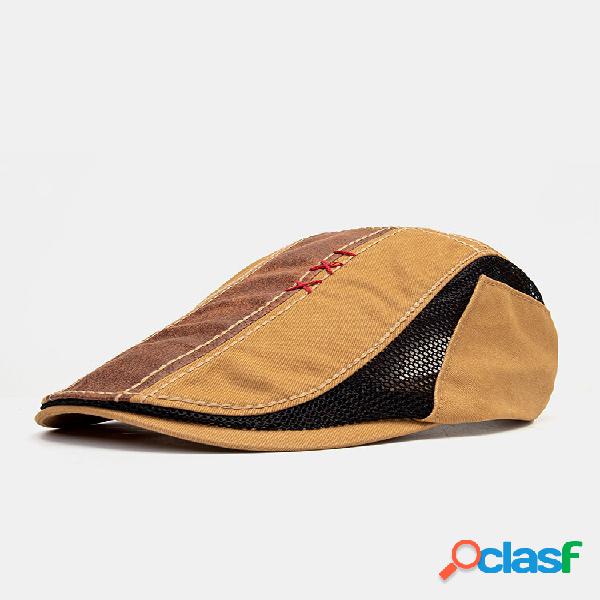 Collrown masculino algodão patchwork contraste cor