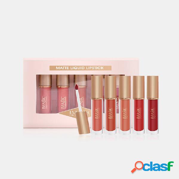 Conjunto de gloss labial fosco de veludo com 5 unidades à