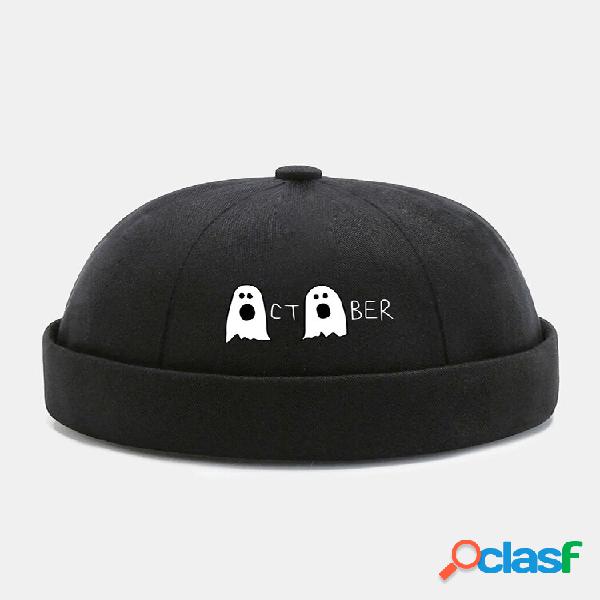 Gorro Unissex Poliéster Algodão Cartoon Ghost Letter Print