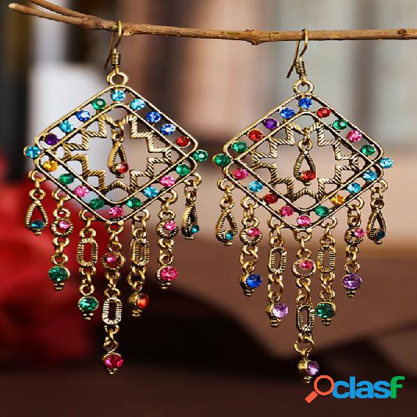 Rhombus vintage Bohemian Hollow camada dupla com liga de