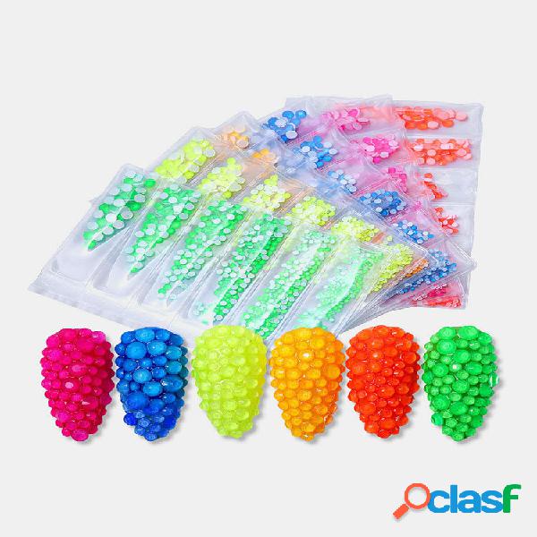 6 Grids Mixed Unhas Art Luminous Broca Fluorescent Diamond