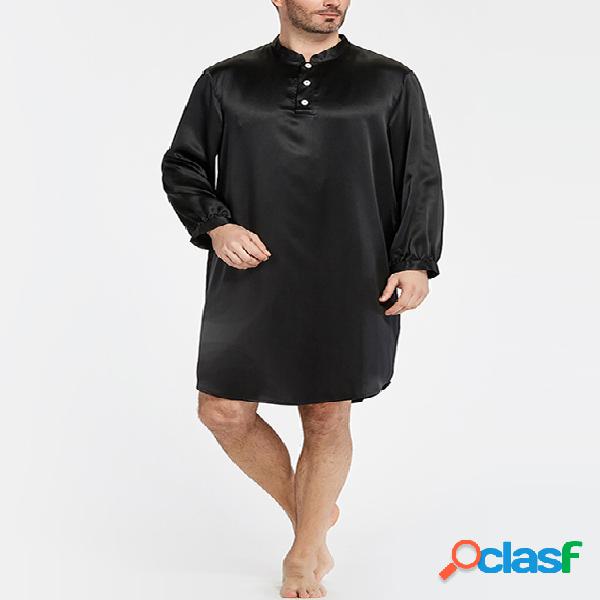 Batas masculinas de cetim solto e respirável suave