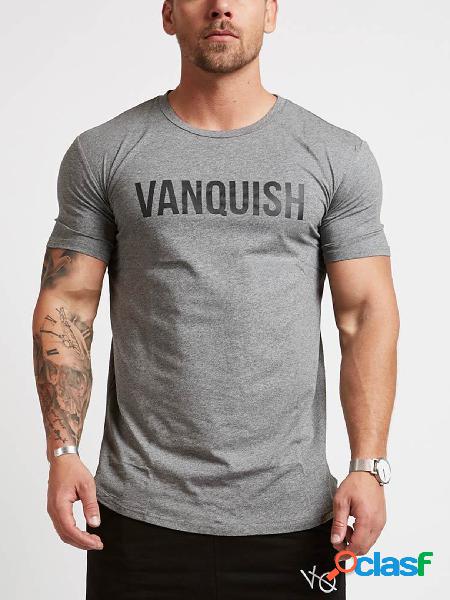 Camiseta masculina de manga curta impressa com cartas de