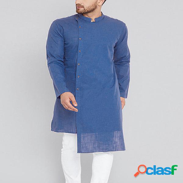 INCERUN Homens Índia Kurta Assimétrico Hem Midi