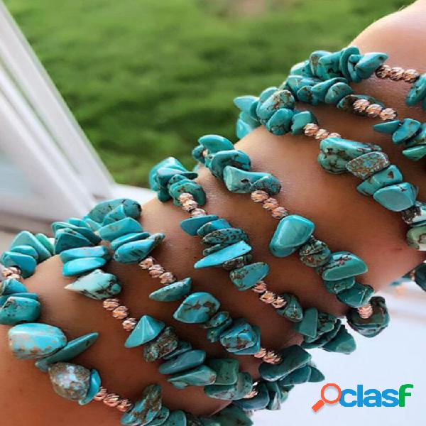 Bohemian Irregular Turquesa Bracelete Cristal Natural