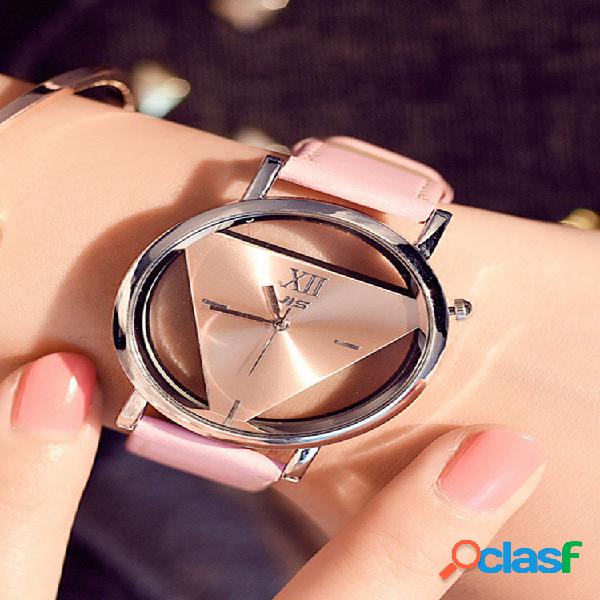 5 cores PU liga feminino mostrador oco dupla face Watch