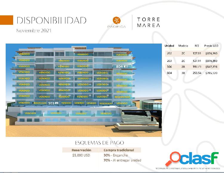 CONDOMINO EN VENTA EN TORRE MAREA, ENSENADA B. C,.