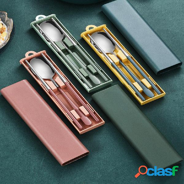 Conjunto de talheres portáteis de 4 peças de aço