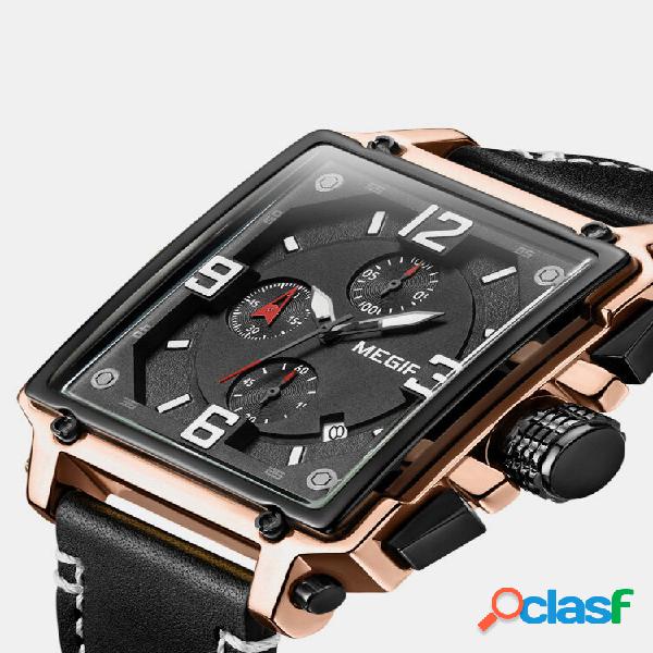 Estilo Único Masculino Pulso Watch Cronógrafo Data Número