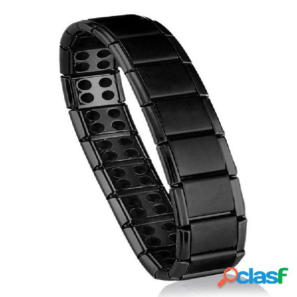 Trendy Simple Black pulseira incrustada de dupla linha de