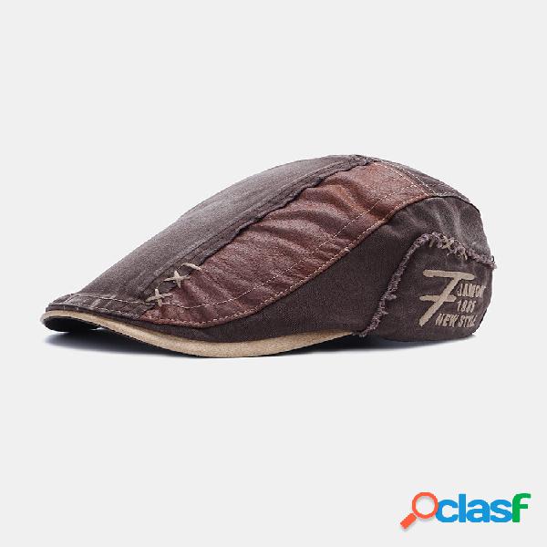 Collrown masculino algodão patchwork contraste cor