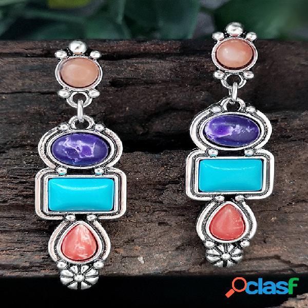 Gemas vintage esculpidas em forma geométrica Colorful S925