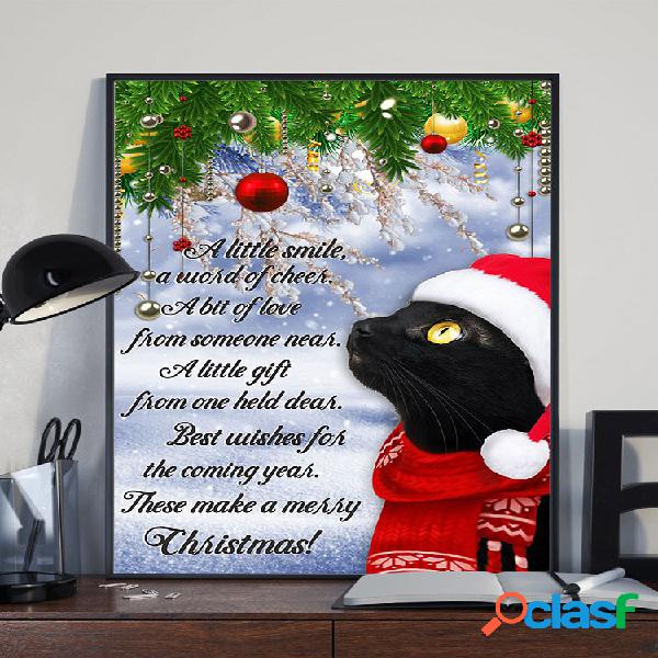 1 Pc Christmas Cat Padrão Christmas Series Canvas Printing
