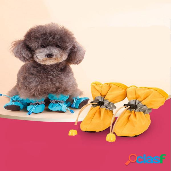 4 PCs Nylon Cachorro Botas impermeáveis antiderrapantes