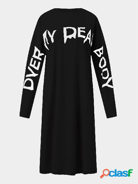 Casual Letter Print Design Moletom de mangas compridas com