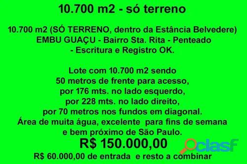 10700 m2 Embú Guaçú só terreno