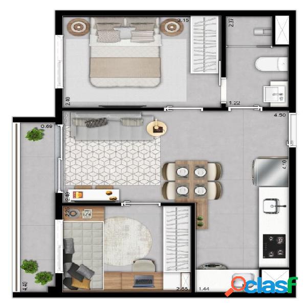 Apartamento com 2 dormitórios à venda, 40 m² por R$