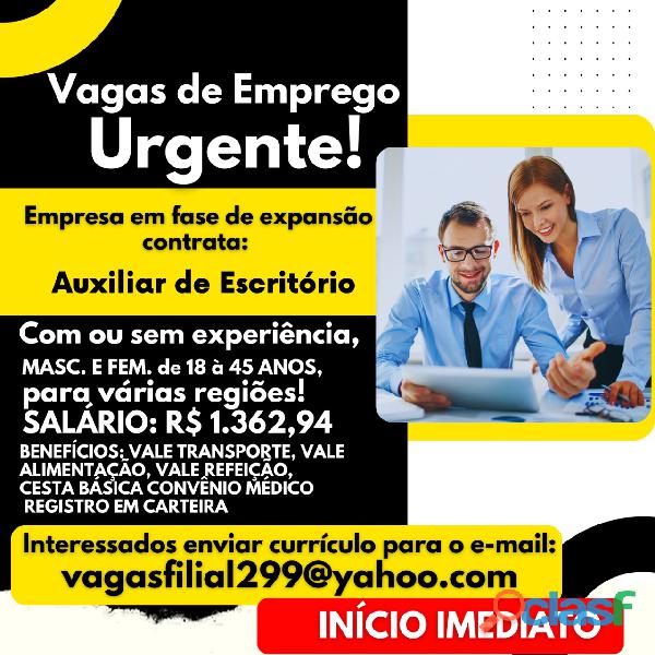Vagas de emprego urgente