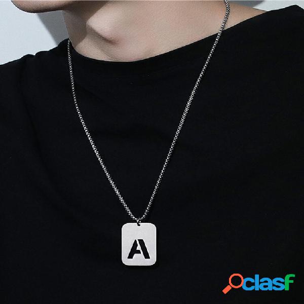 Trendy Simple Hollow Letter Retangular Pingente Colar de