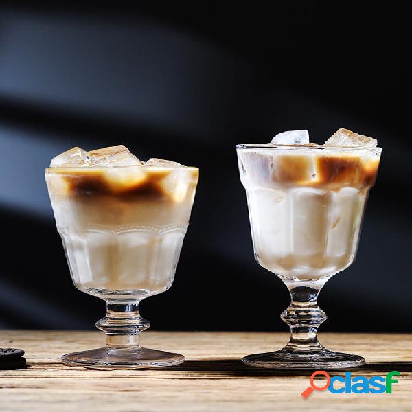 Baroque Style High Foot Glass Latte Iced Coffee Cup