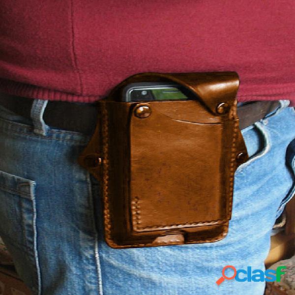 EDC Masculino 6,3 '' Polegada Couro Genuíno Telefone Caso