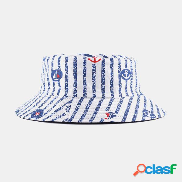 Impressão Unissex de Algodão Dupla Face Stripe Veleiro