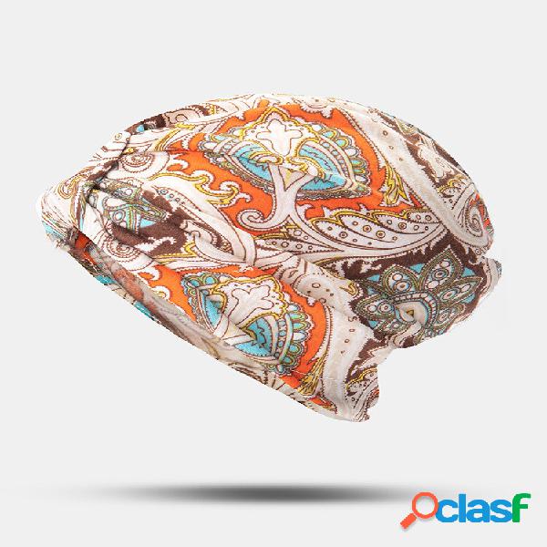Algodão feminino floral Folha Padrão Gorro muçulmano com