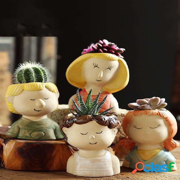 1 PC Mulher Criativa Figura Facial Personagem Casa Jardim