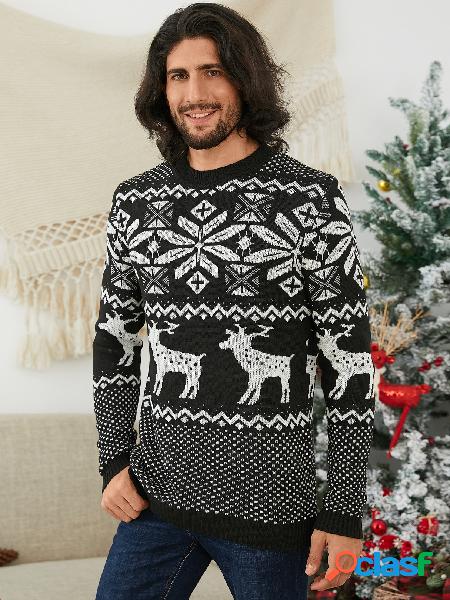 Camisola de malha masculina inverno natal com estampa de