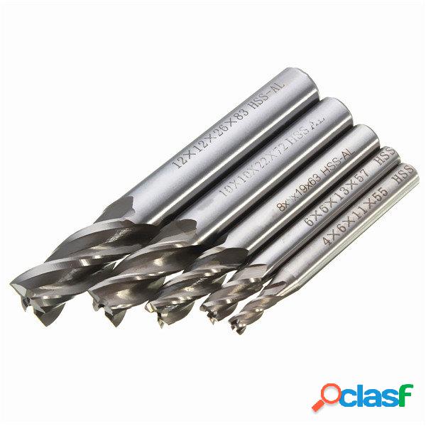 Drillpro DB-M2 5pcs 4/6/8/10 / 12mm Fresa de ponta de 4