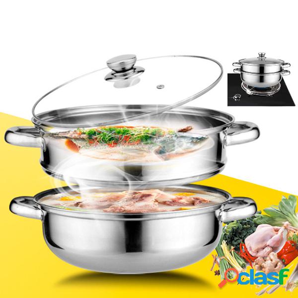 2 Tier Stainless Steel Steamer Induction Cookware compacto
