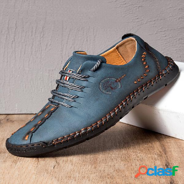 Menico masculino costura à mão antiderrapante Soft sapatos